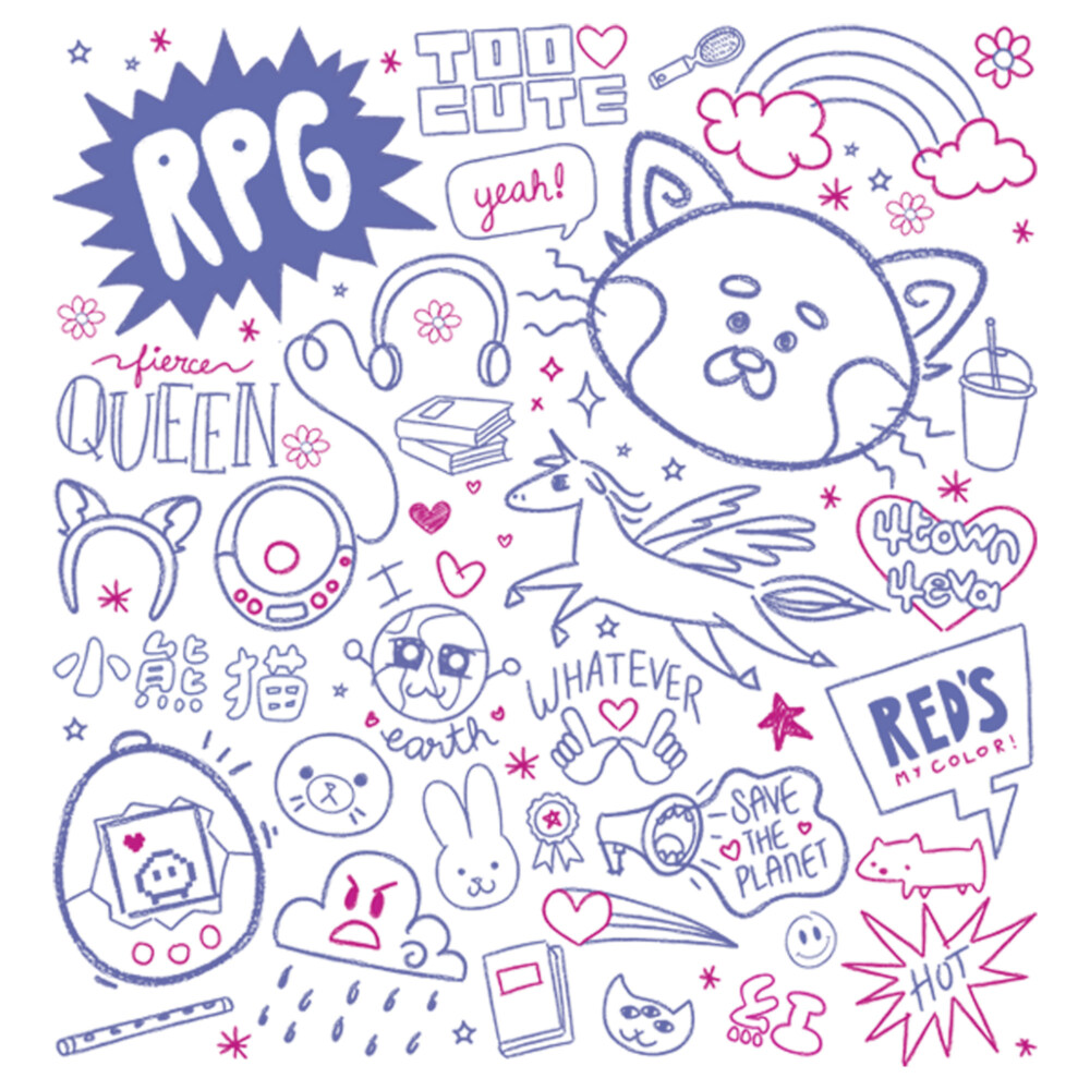 Men's Turning Red Doodle Collage  Adult T-Shirt