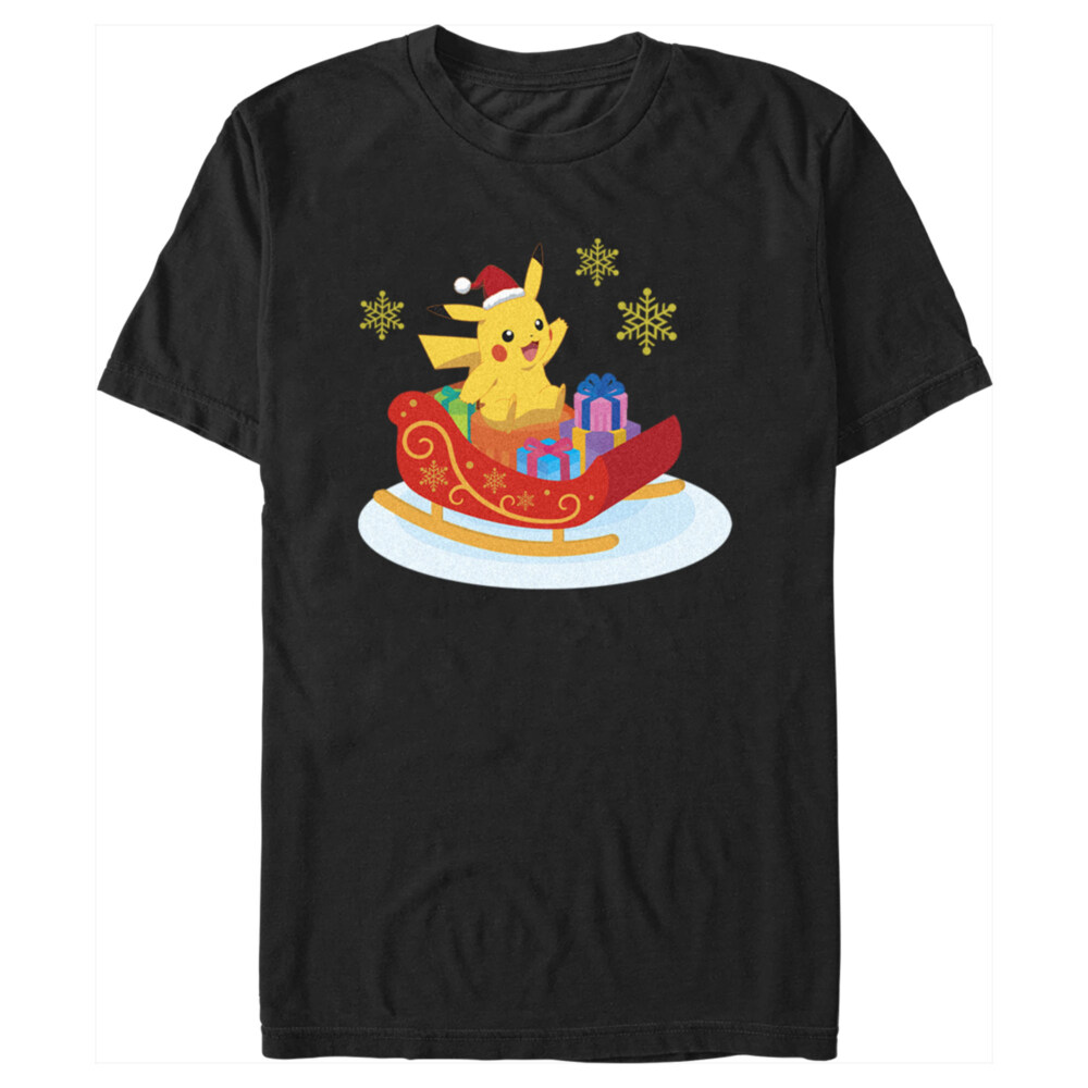Men's Pokemon Christmas Pikachu Sleigh  Adult T-Shirt