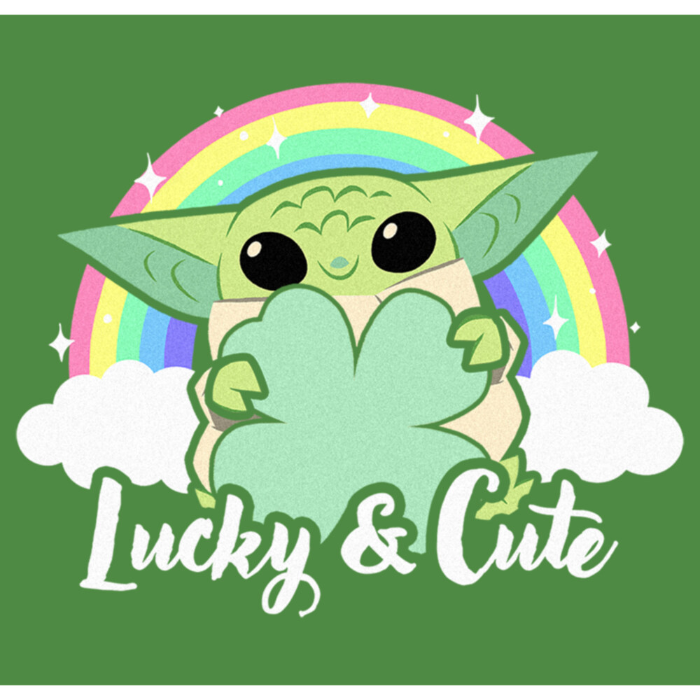 Men's Star Wars: The Mandalorian Grogu St. Patrick's Day Rainbow Lucky and Cute  Adult T-Shirt
