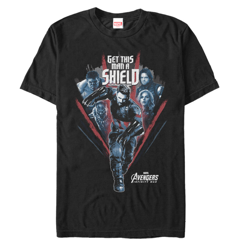 Men's Marvel Avengers: Infinity War Get Captain Shield Run  Adult T-Shirt