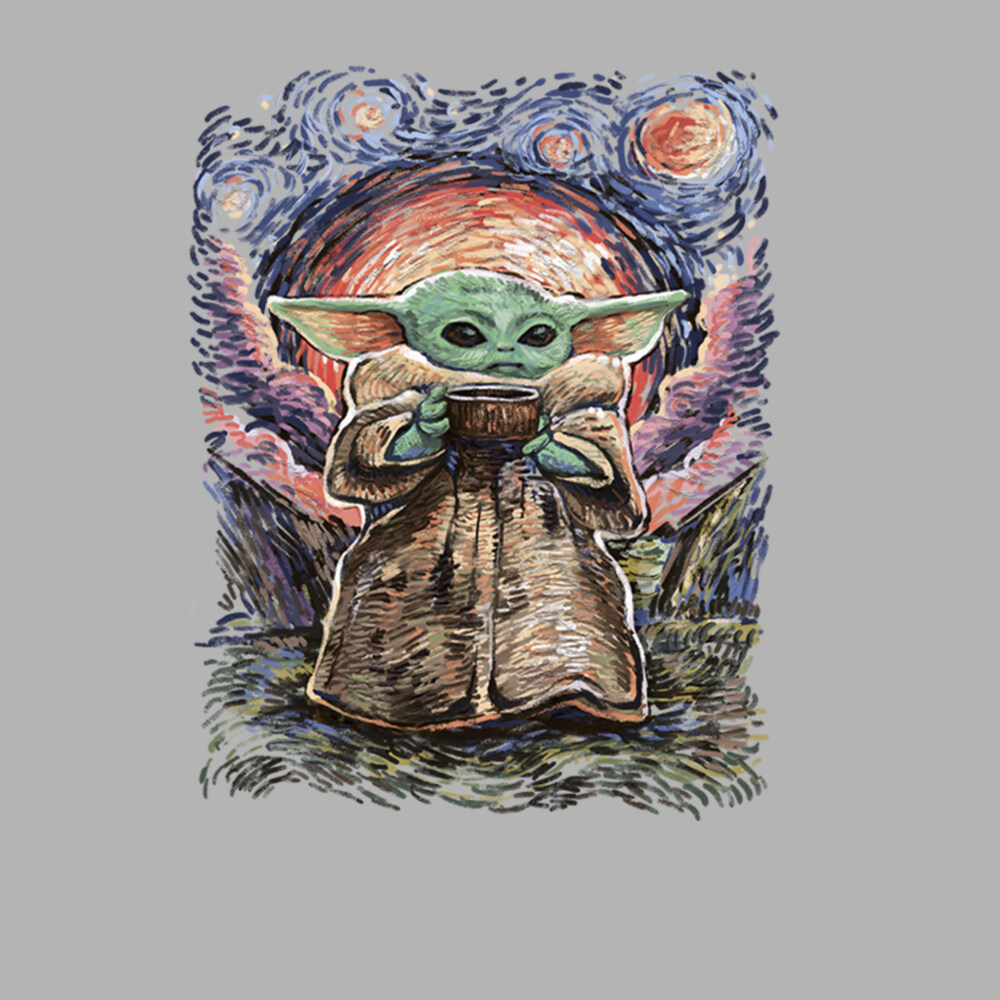 Men's Star Wars: The Mandalorian The Child Starry Night  Adult Pull Over Hoodie