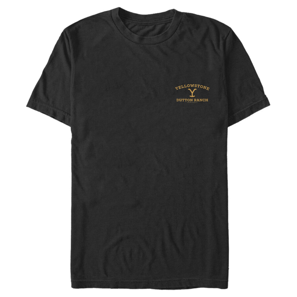 Men's Yellowstone Small Yellow Pocket Dutton Ranch Brand  Adult T-Shirt