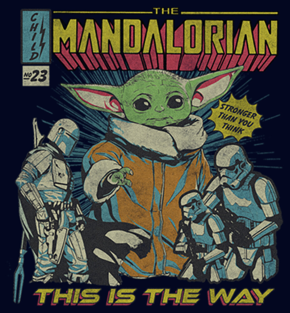 Men's Star Wars: The Mandalorian Grogu Retro Comic Book Cover  Adult T-Shirt