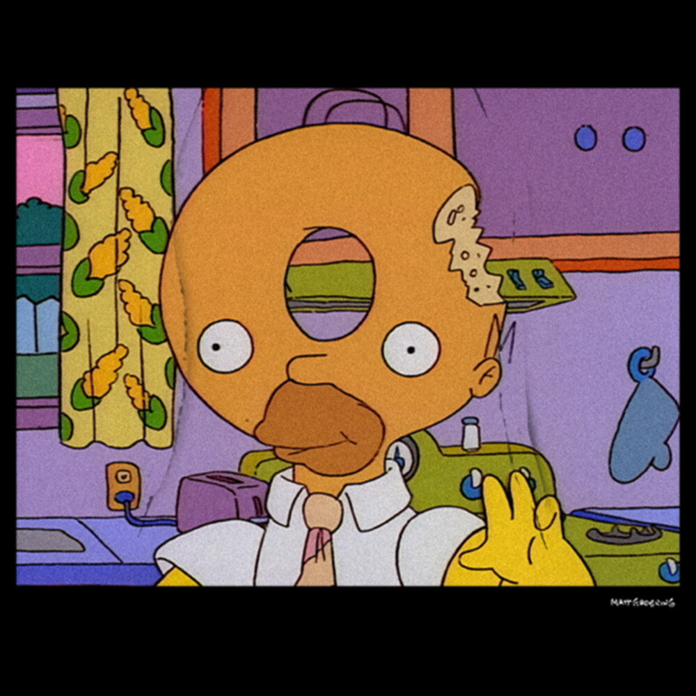 Men's The Simpsons Homer Donut Head  Adult Pull Over Hoodie