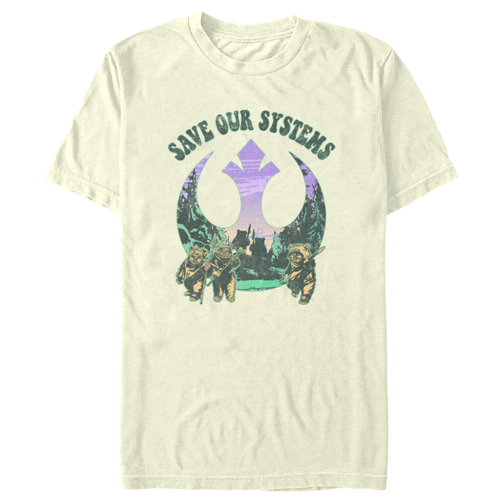 Men's Star Wars Ewoks Save Our Systems Retro  Adult T-Shirt