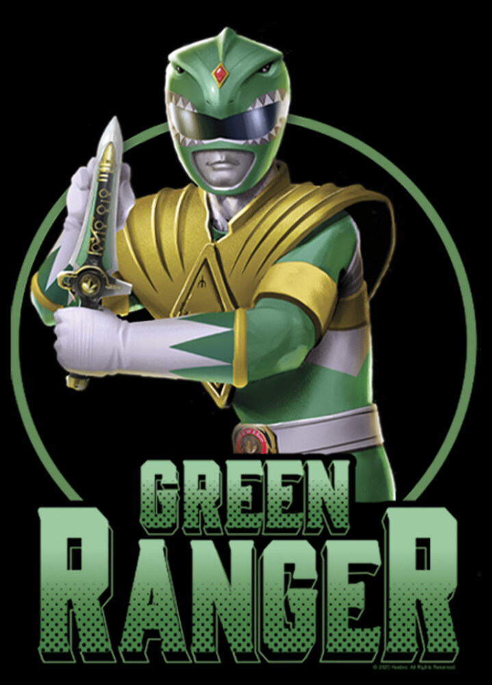 Men's Power Rangers Green Ranger Circle Portrait  Adult T-Shirt