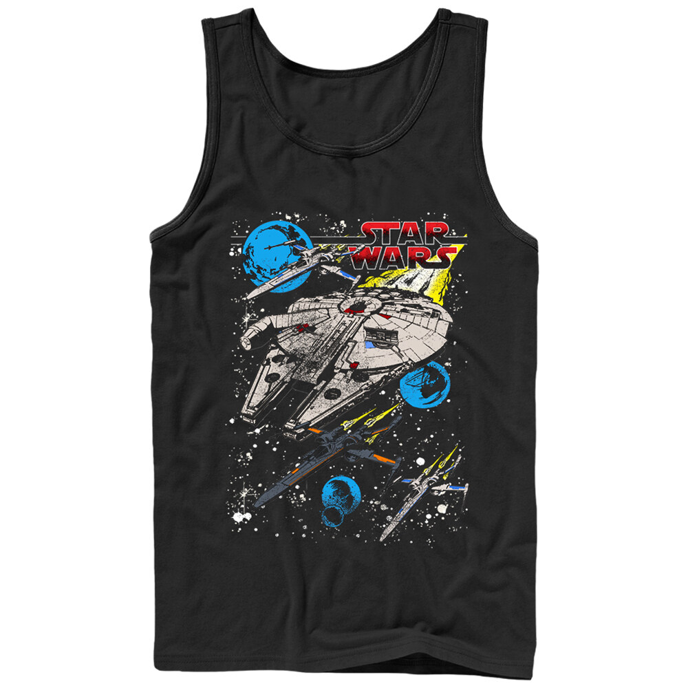 Men's Star Wars The Force Awakens Classic Millennium Falcon and X-Wing  Adult Tank Top