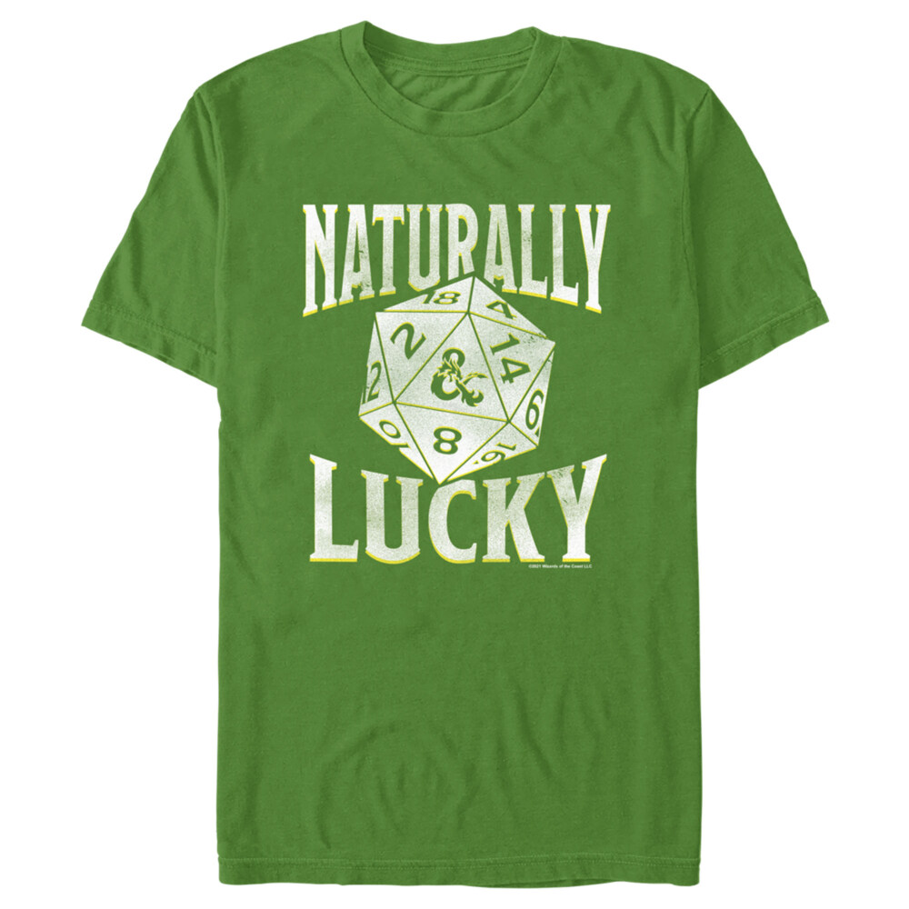 Men's Dungeons & Dragons St. Patrick's Day Naturally Lucky Dice  Adult T-Shirt