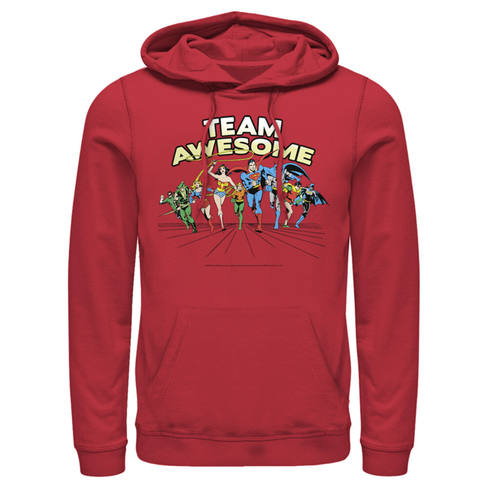 Men's Justice League Team Awesome Perspective  Adult Pull Over Hoodie