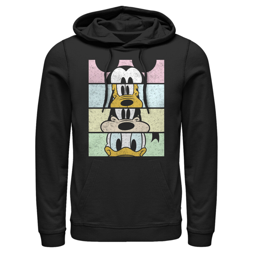 Men's Mickey & Friends Distressed Group Cropped Portraits  Adult Pull Over Hoodie