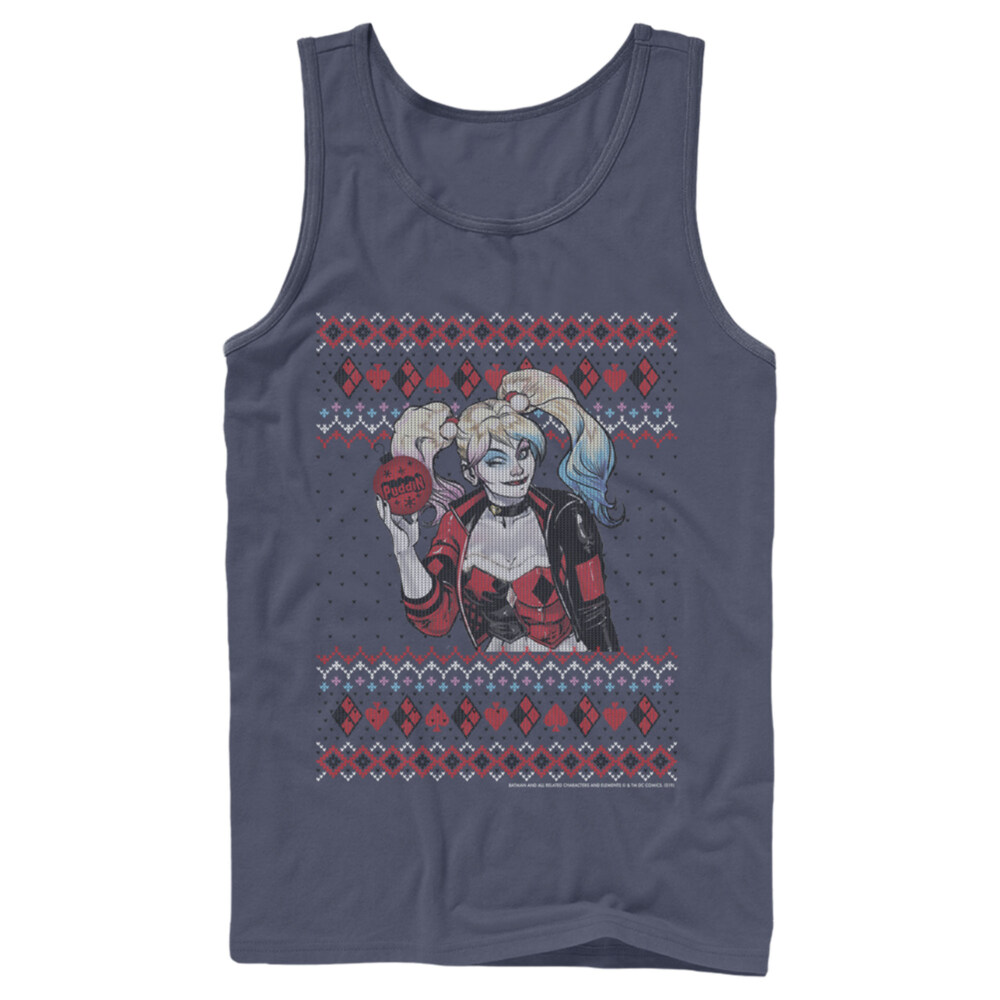 Men's Batman Ugly Christmas Harley Quinn  Adult Tank Top