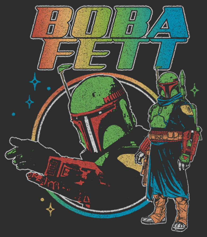 Men's Star Wars: The Book of Boba Fett Retro Rainbow Logo  Adult T-Shirt