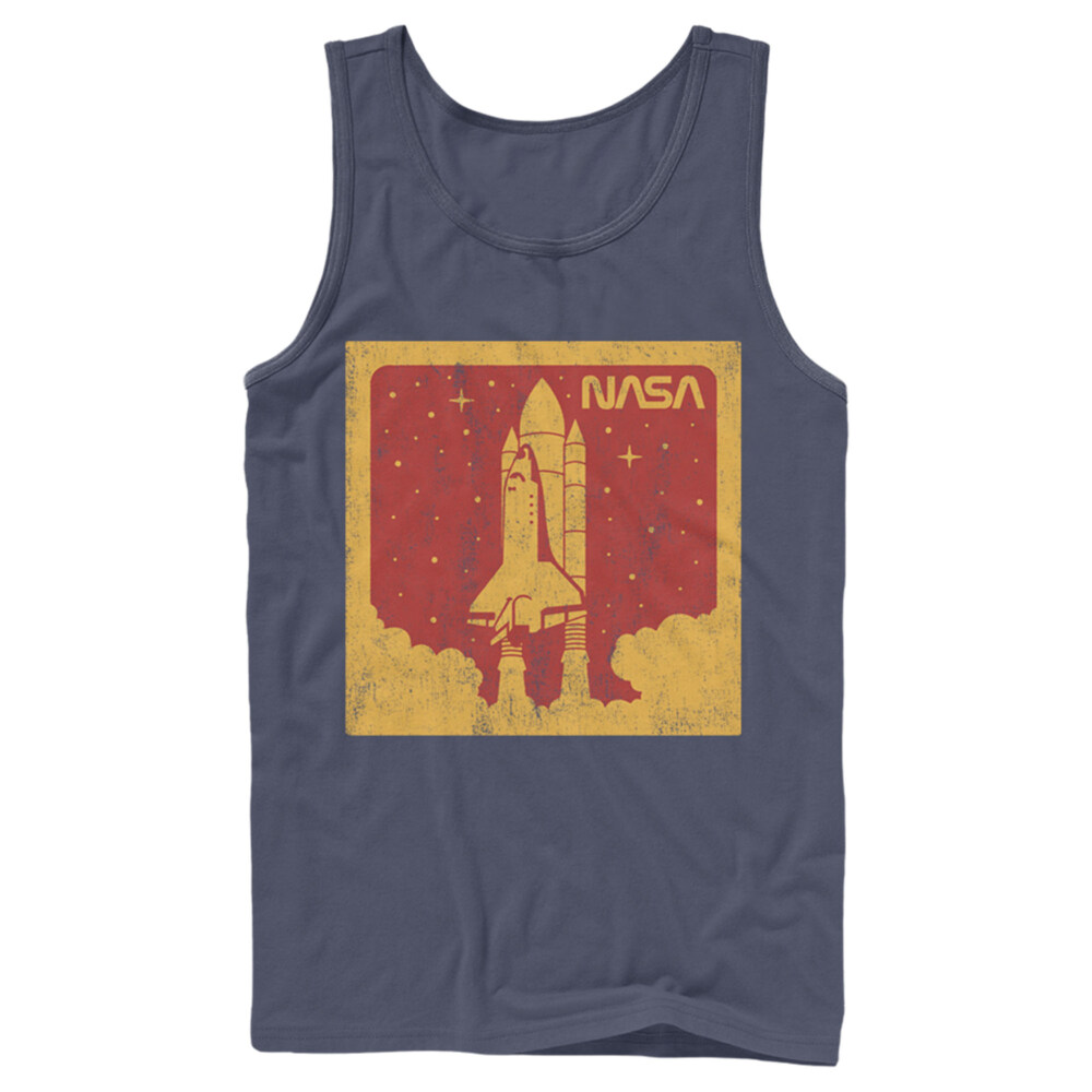 Men's NASA Red And Orange Rocket Launch Poster  Adult Tank Top