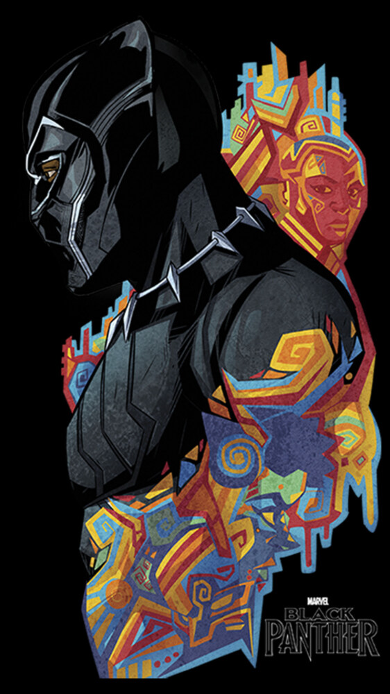 Men's Marvel Black Panther 2018 Artistic Pattern  Adult T-Shirt