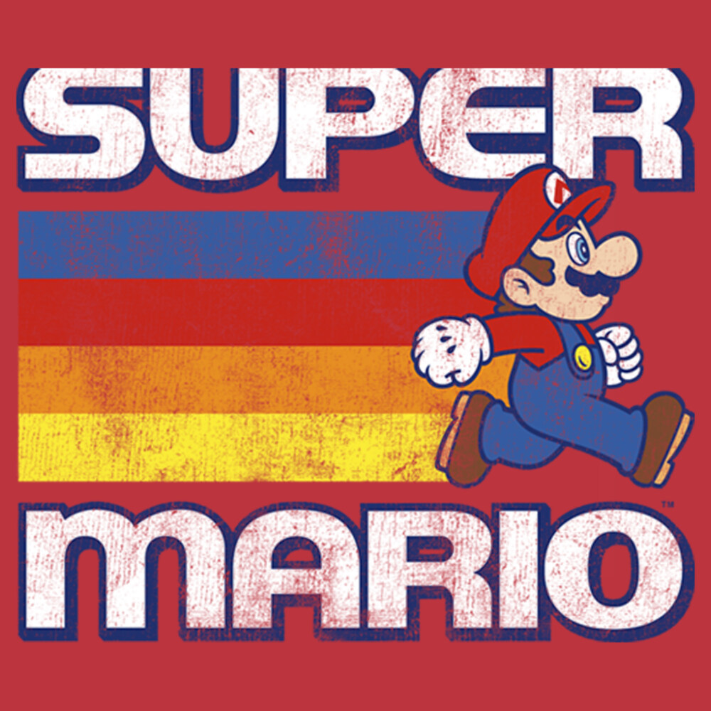 Men's Nintendo Super Mario Rainbow Stripes  Adult T-Shirt