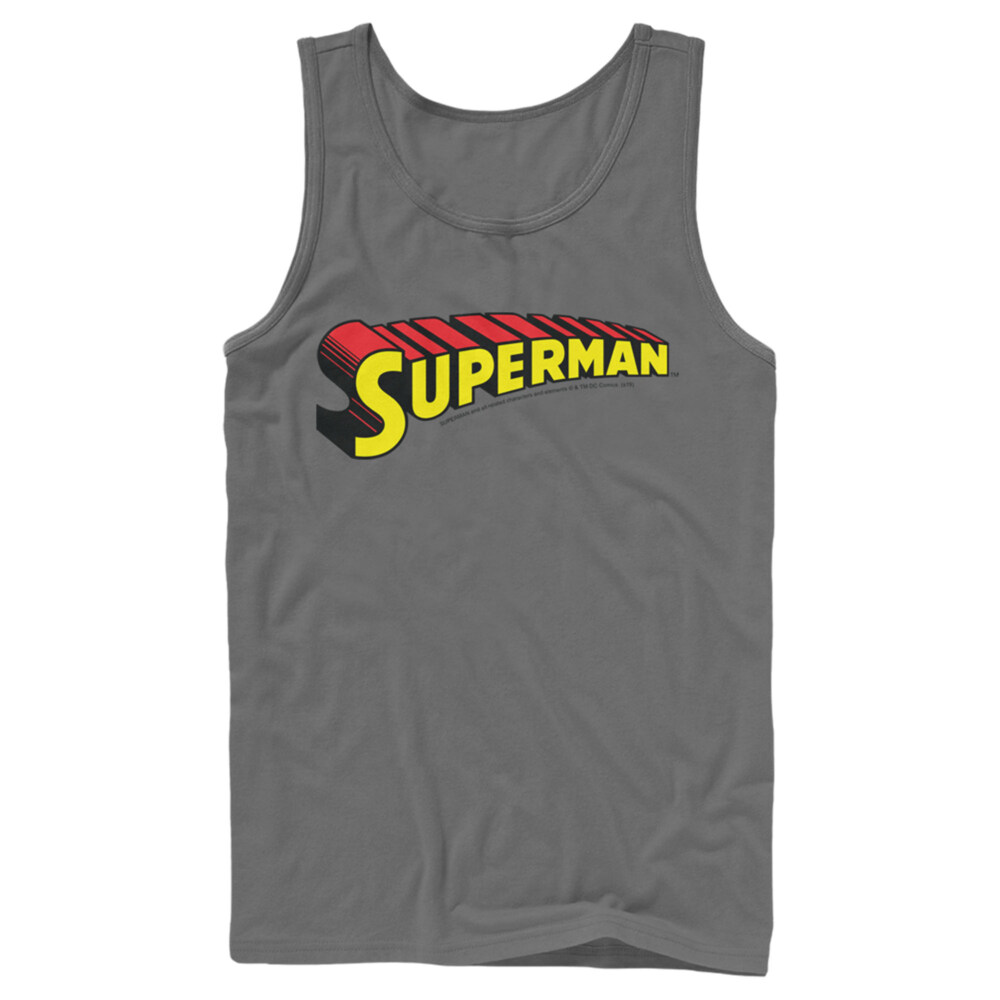 Men's Superman Classic Text Logo  Adult Tank Top