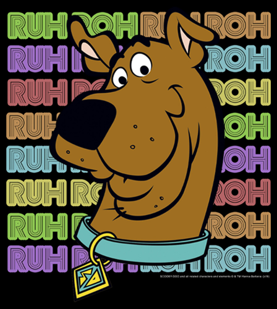 Men's Scooby Doo Ruh Roh Background Text  Adult T-Shirt