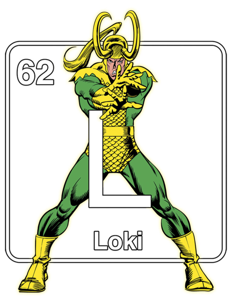 Men's Marvel Loki Periodic Table  Adult Baseball Tee