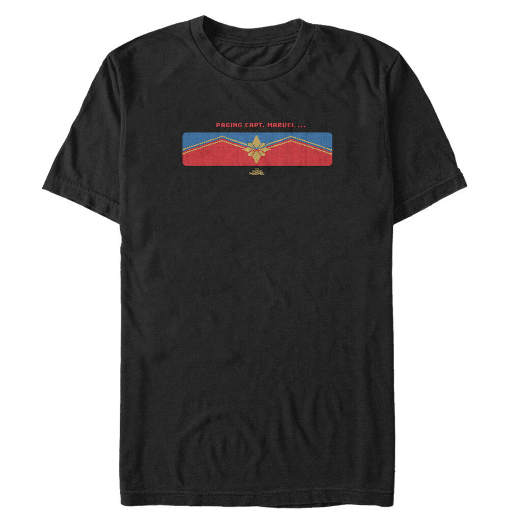 Men's Marvel Captain Marvel Pixelated Pager Screen  Adult T-Shirt
