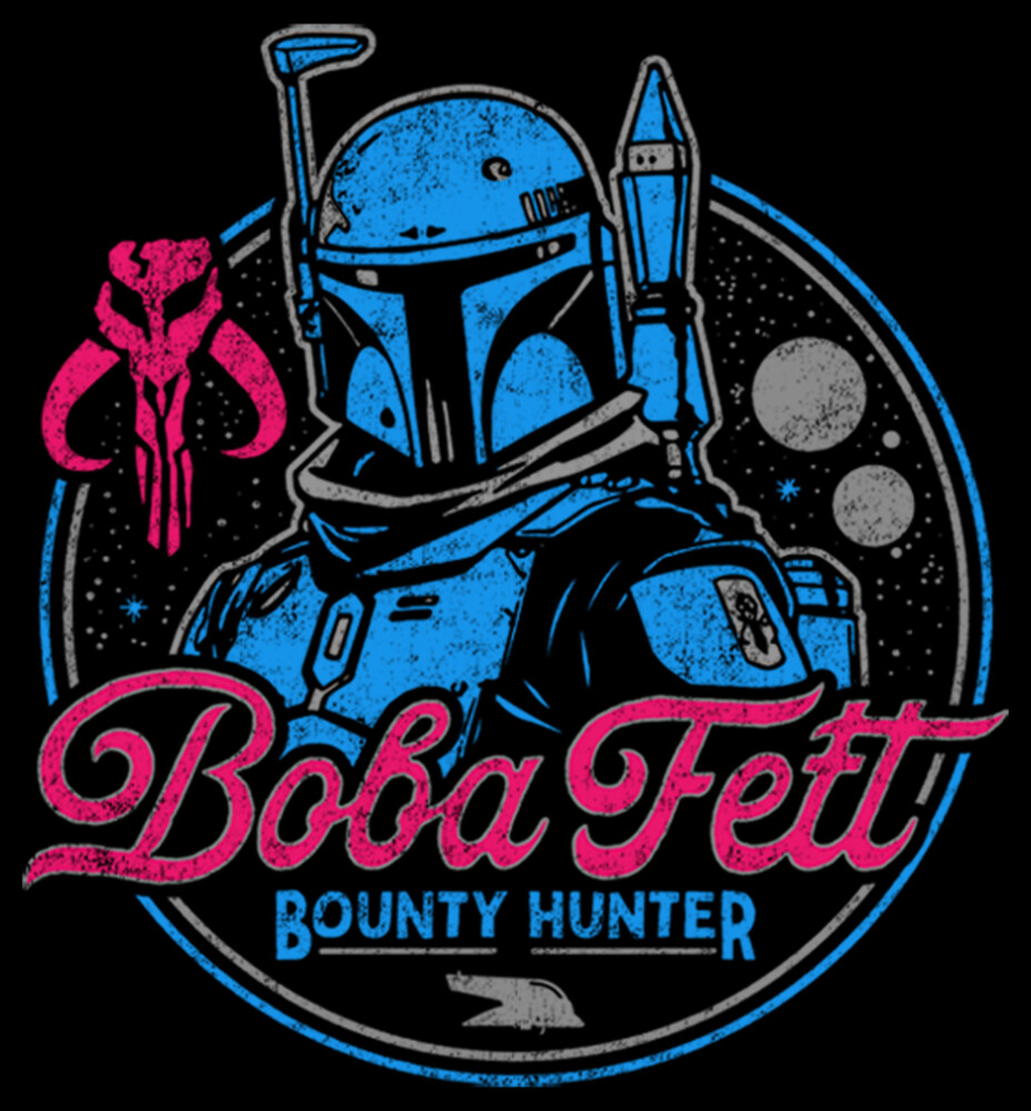 Men's Star Wars: The Book of Boba Fett Bounty Hunter Distressed Retro Logo  Adult T-Shirt