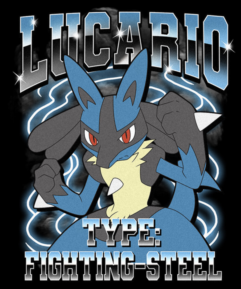 Men's Pokemon Lucario Type: Fighting-Steel  Adult T-Shirt