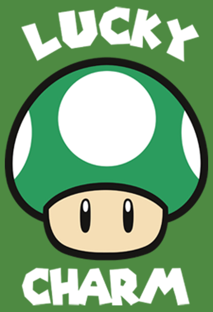 Men's Nintendo Super Mario St. Patrick's Day Extra Life Mushroom Lucky Charm  Adult T-Shirt