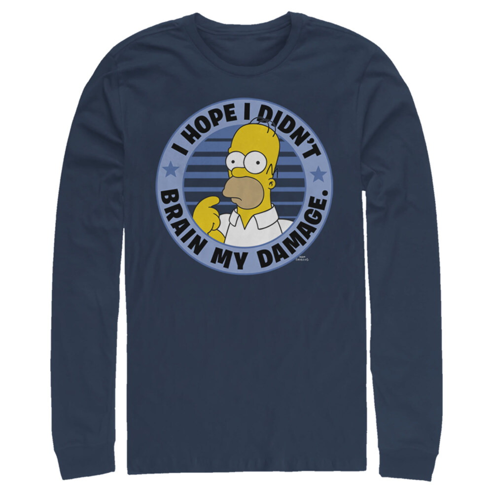 Men's The Simpsons Brain My Damage  Adult Long Sleeve Shirt