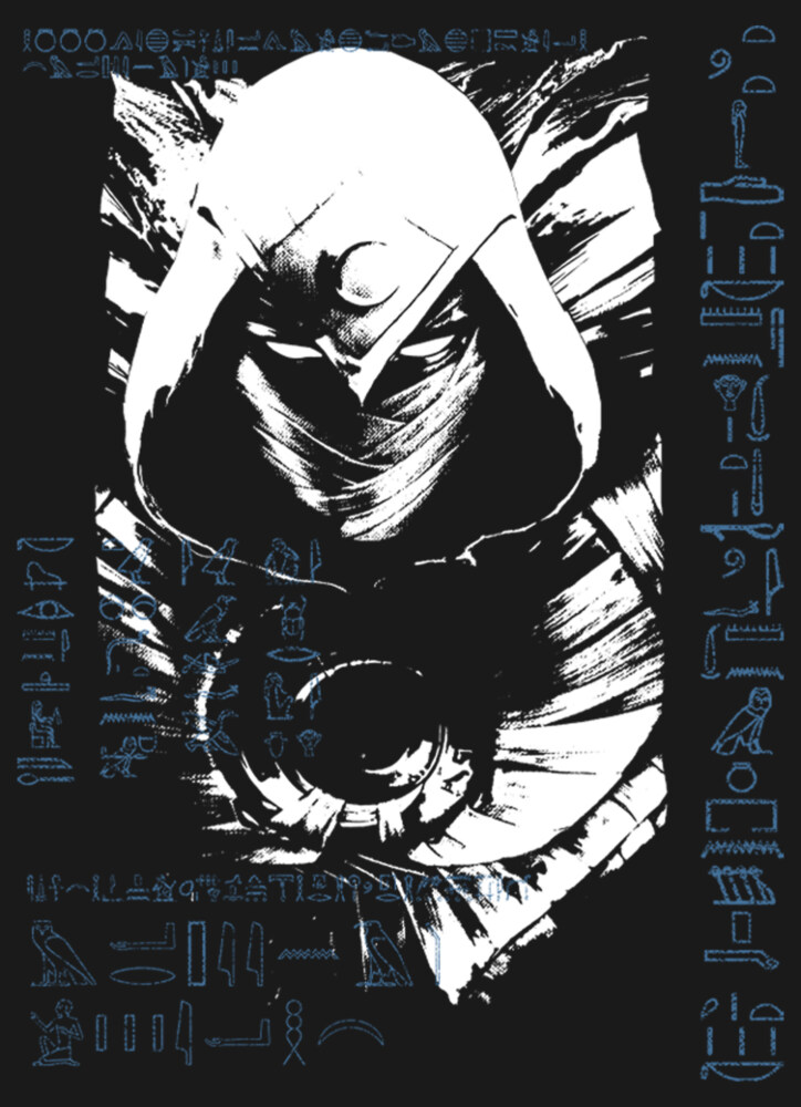 Men's Marvel: Moon Knight Blue Hieroglyphs  Adult T-Shirt