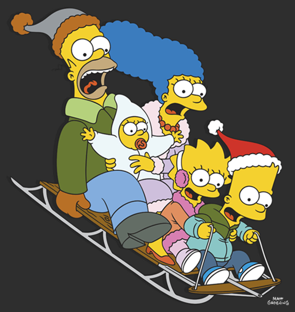 Men's The Simpsons Distressed Family Gone Sledding  Adult T-Shirt