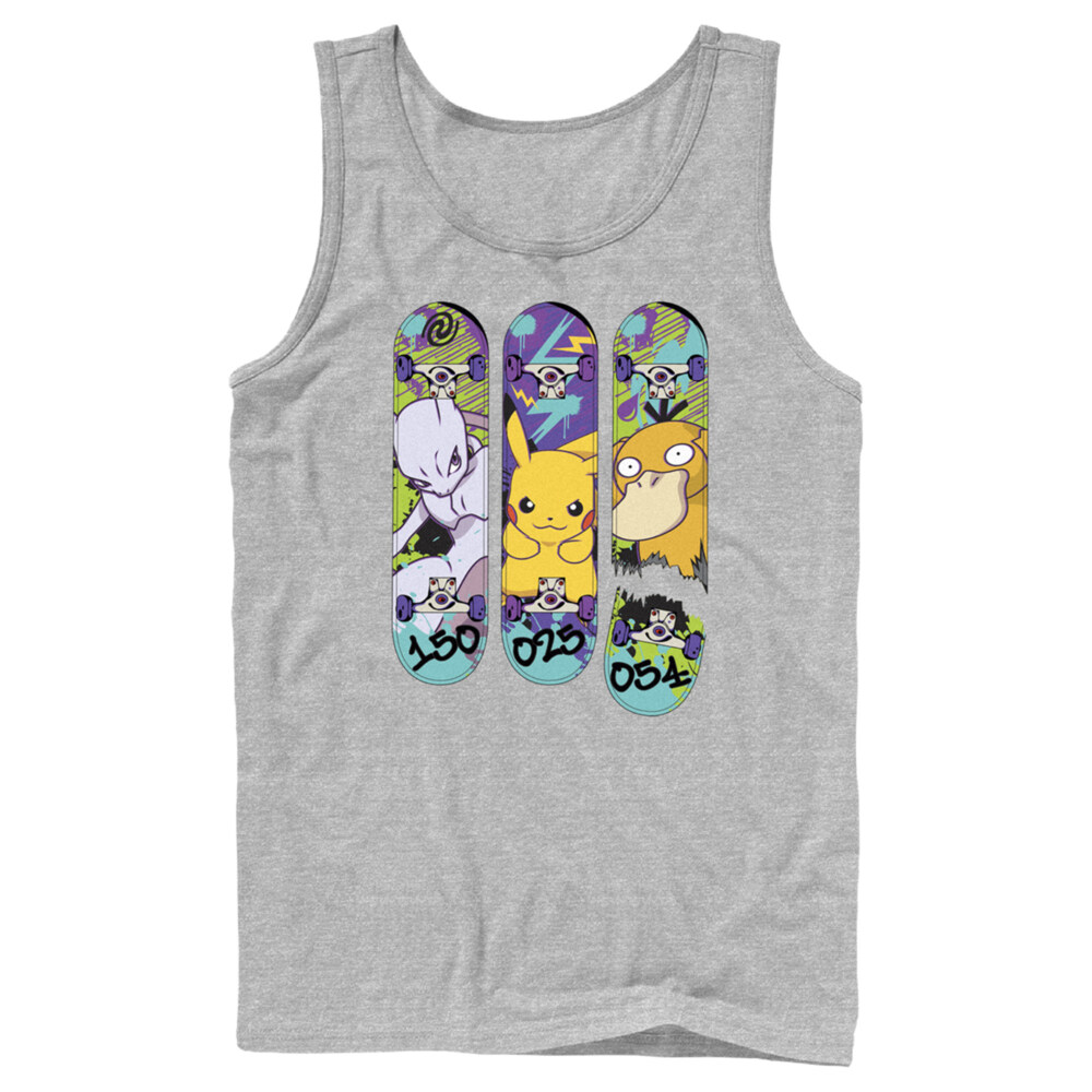 Men's Pokemon Mewtwo, Pikachu, and Psyduck Skateboard Decks  Adult Tank Top
