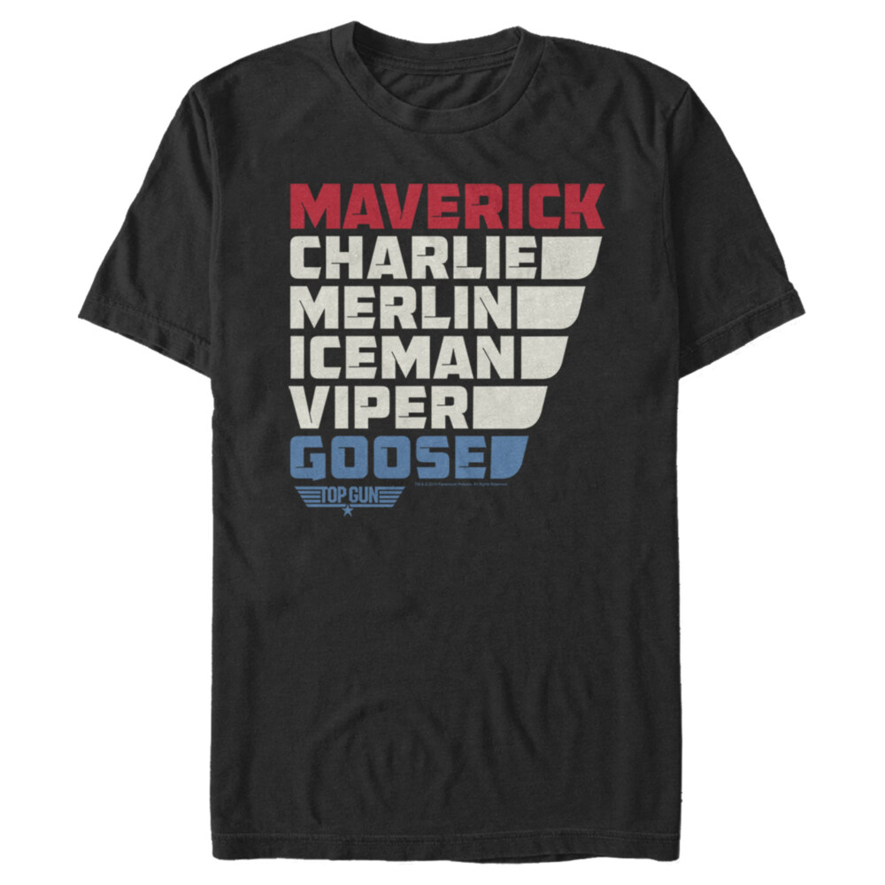 Men's Top Gun Character Name Stack  Adult T-Shirt
