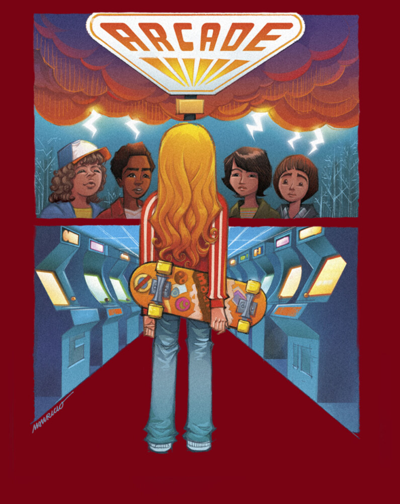 Men's Stranger Things Boys Meet Arcade Girl  Adult T-Shirt