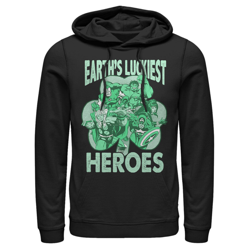 Men's Marvel St. Patrick's Day Earth's Luckiest Heroes  Adult Pull Over Hoodie