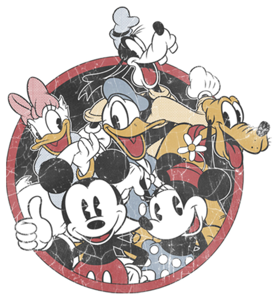 Men's Mickey & Friends Retro Group Shot  Adult T-Shirt