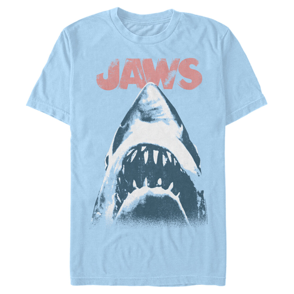 Men's Jaws Distressed Shark Poster  Adult T-Shirt