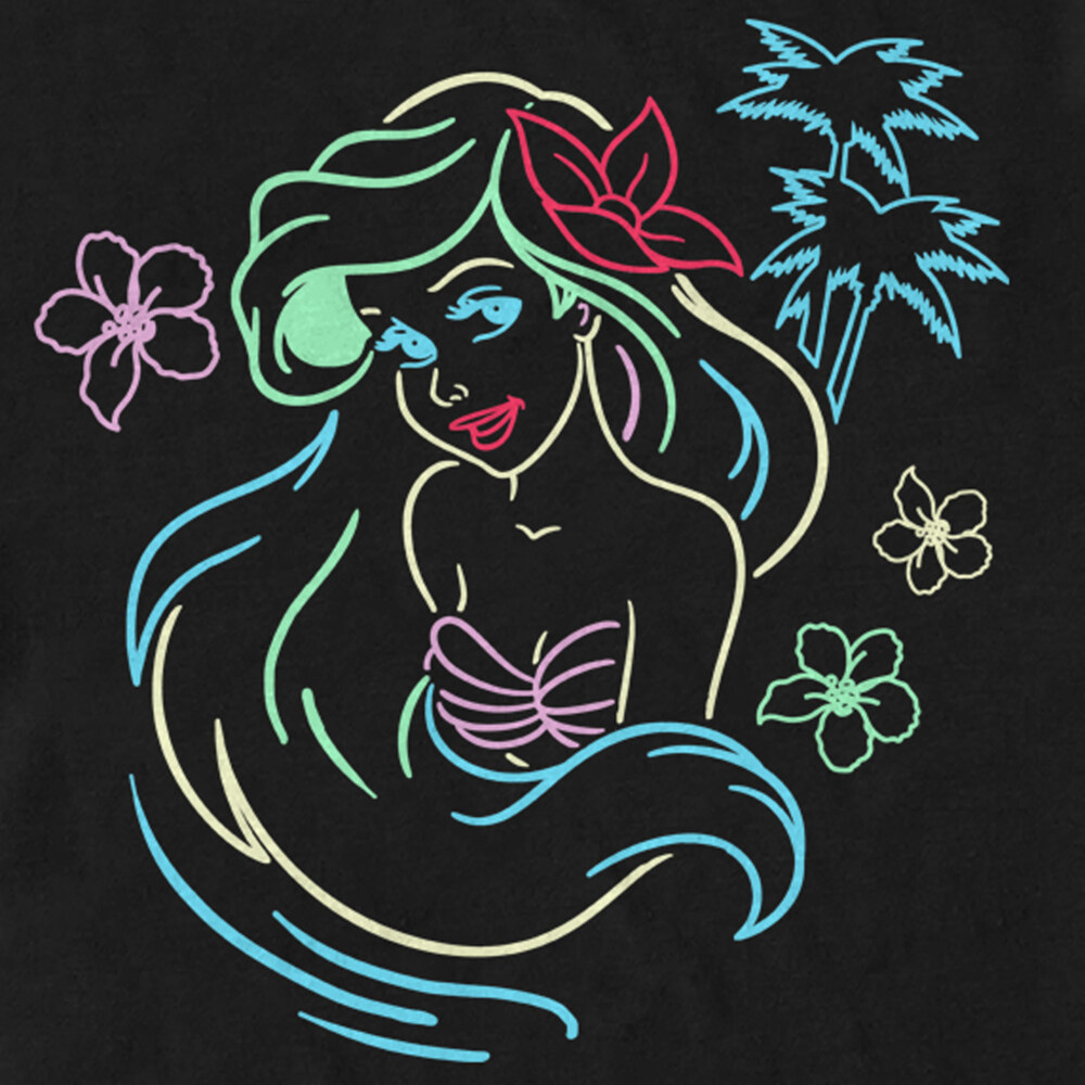 Men's The Little Mermaid Ariel Neon Light Print  Adult T-Shirt