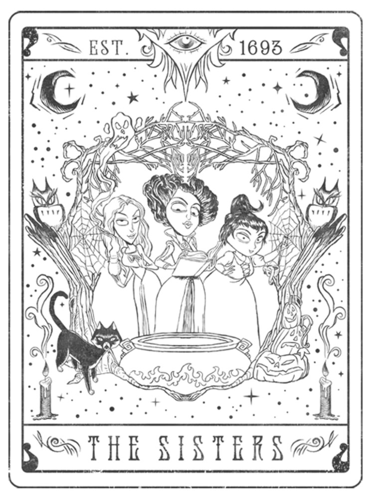 Men's Disney Hocus Pocus Sanderson Sister Tarot Card  Adult Long Sleeve Shirt