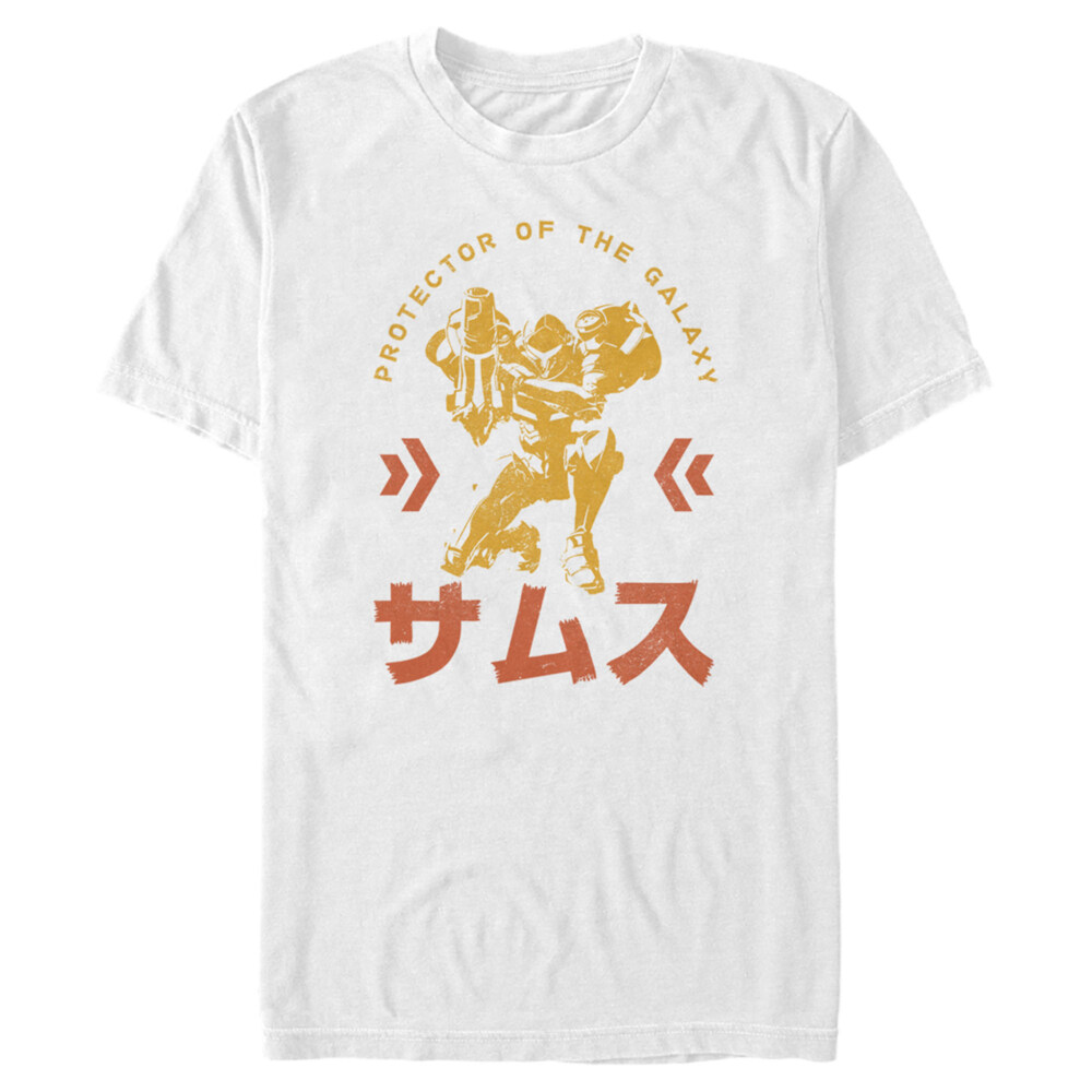 Men's Nintendo Metroid Samus Protector of the Universe Kanji  Adult T-Shirt