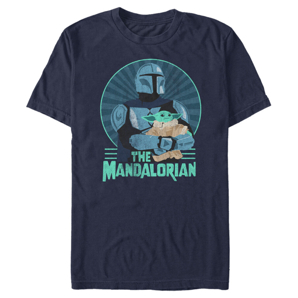 Men's Star Wars: The Mandalorian Father's Day Mando and Grogu Retro Logo  Adult T-Shirt