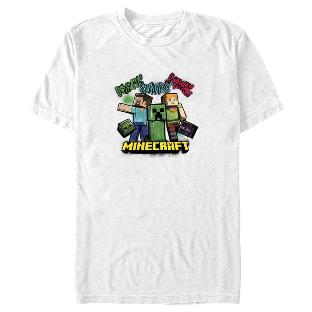 Men's Minecraft Create Survive Explore Alex and Steve  Adult T-Shirt