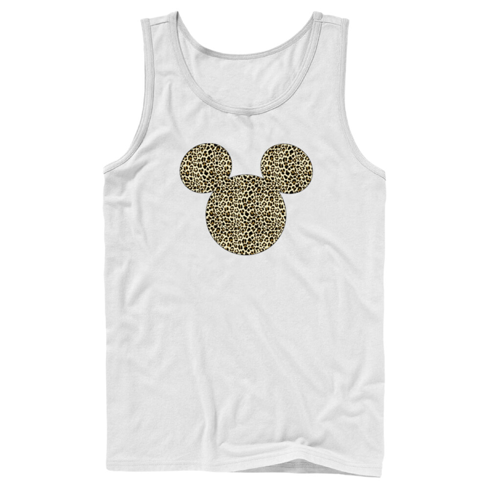 Men's Mickey & Friends Cheetah Print Mickey Mouse Logo  Adult Tank Top