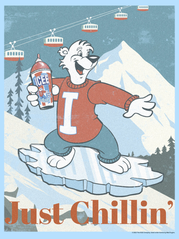 Men's ICEE Bear Just Chillin' while Iceboarding  Adult T-Shirt
