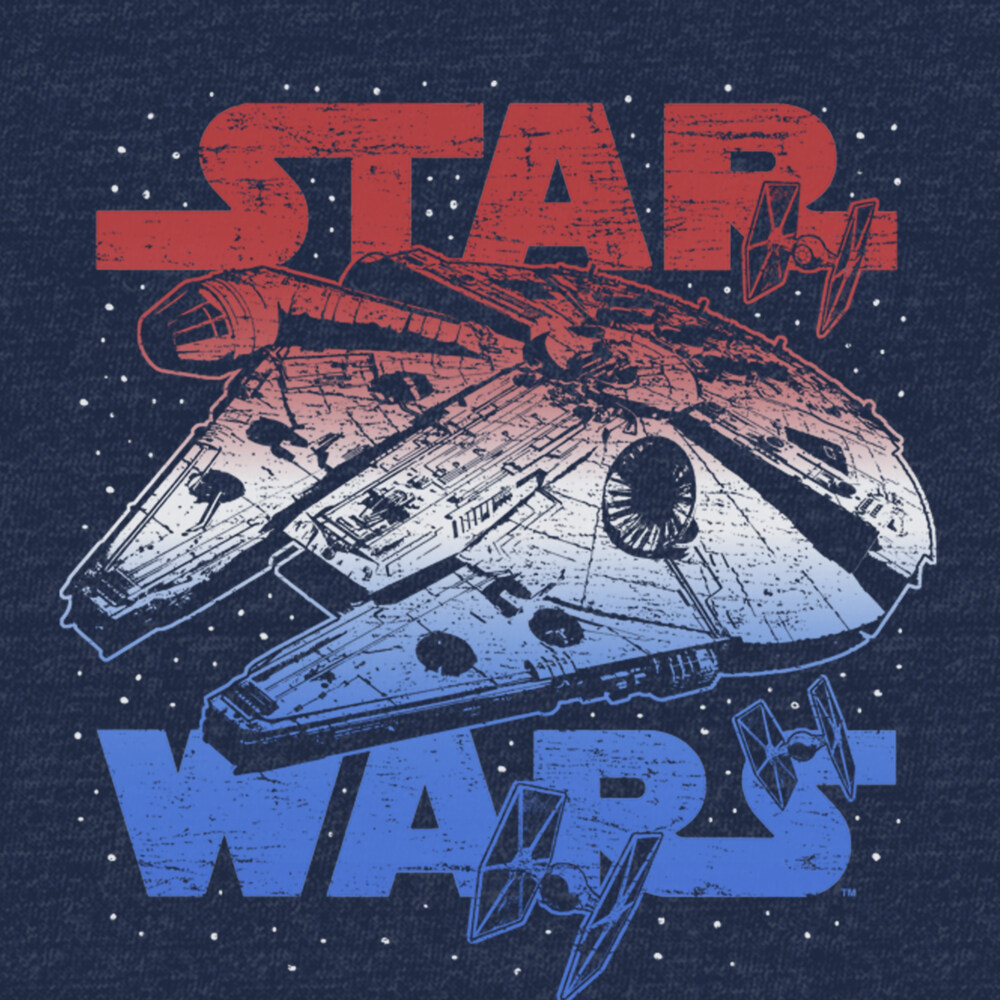 Men's Star Wars Patriotic Vintage Millennium Falcon  Adult T-Shirt