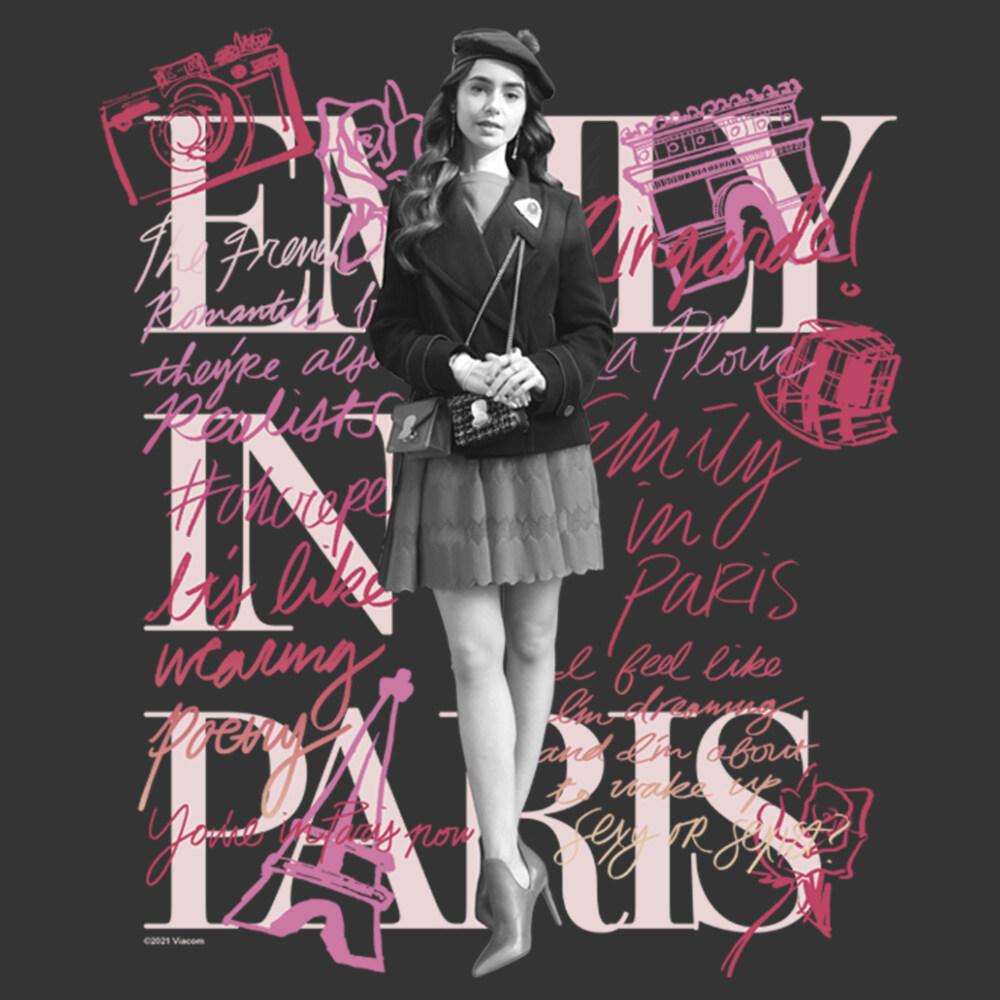 Men's Emily in Paris Sketch Collage  Adult T-Shirt