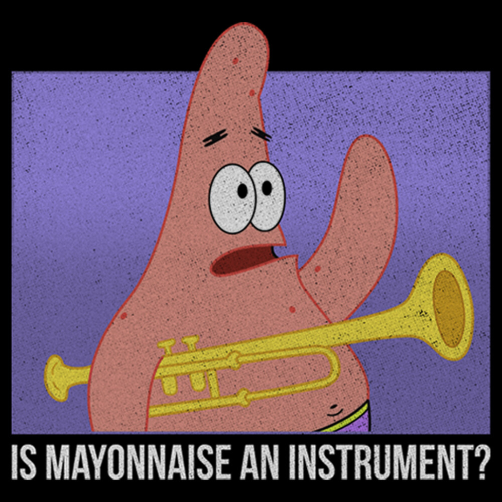 Men's SpongeBob SquarePants Patrick Mayonnaise Instrument Quote  Adult T-Shirt