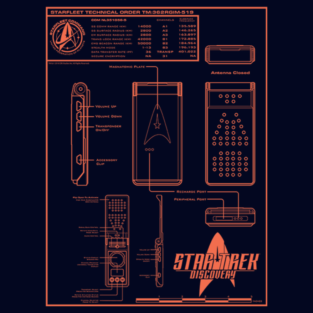 Men's Star Trek: Discovery Starfleet Communicator Specs  Adult T-Shirt