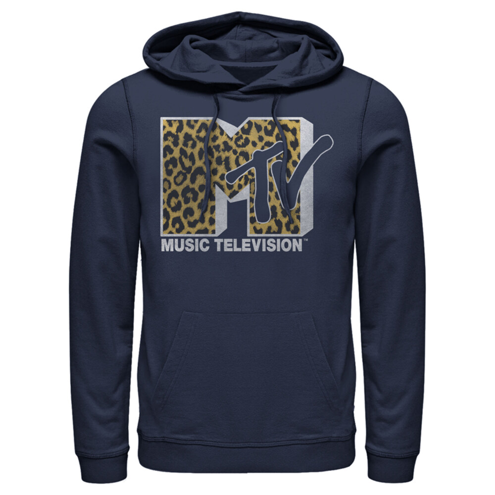Men's MTV Cheetah Print Logo  Adult Pull Over Hoodie