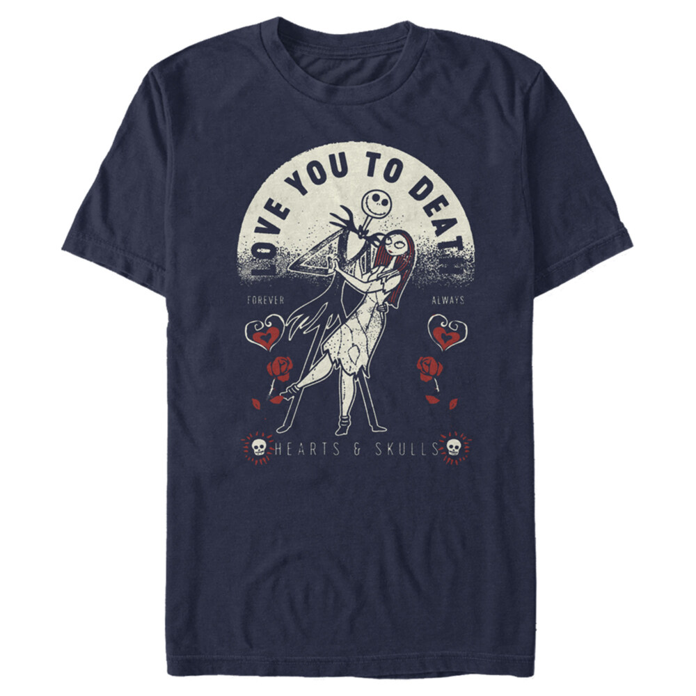 Men's The Nightmare Before Christmas Valentine's Day Jack and Sally Love You to Death  Adult T-Shirt