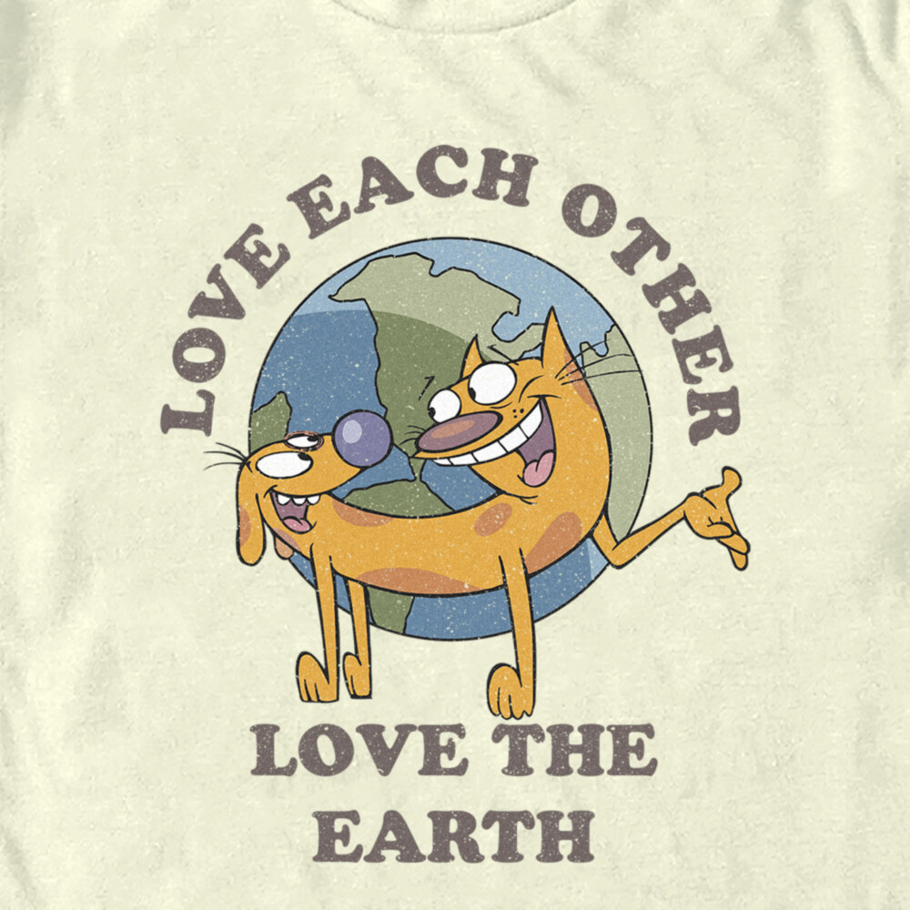 Men's Catdog Love the Earth  Adult T-Shirt