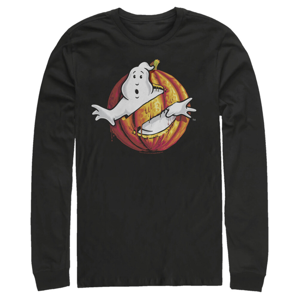 Men's Ghostbusters Halloween Pumpkin Logo  Adult Long Sleeve Shirt